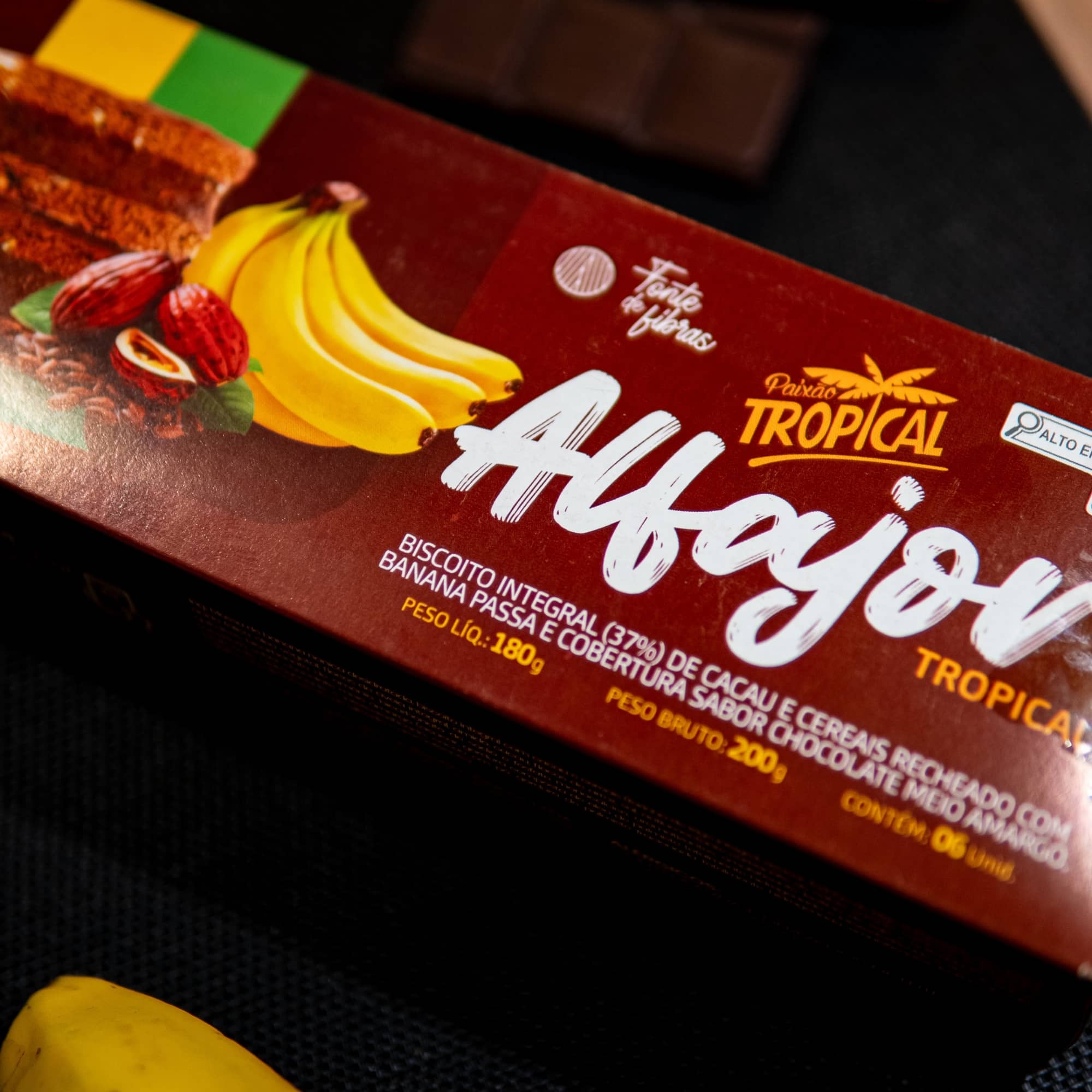 Alfajor de Banana Desidratada e Chocolate - Caixa com 6un de 30g