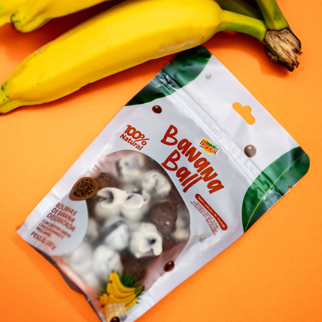 Banana Ball Duo coberta com Chocolate Branco e Meio Amargo 150G