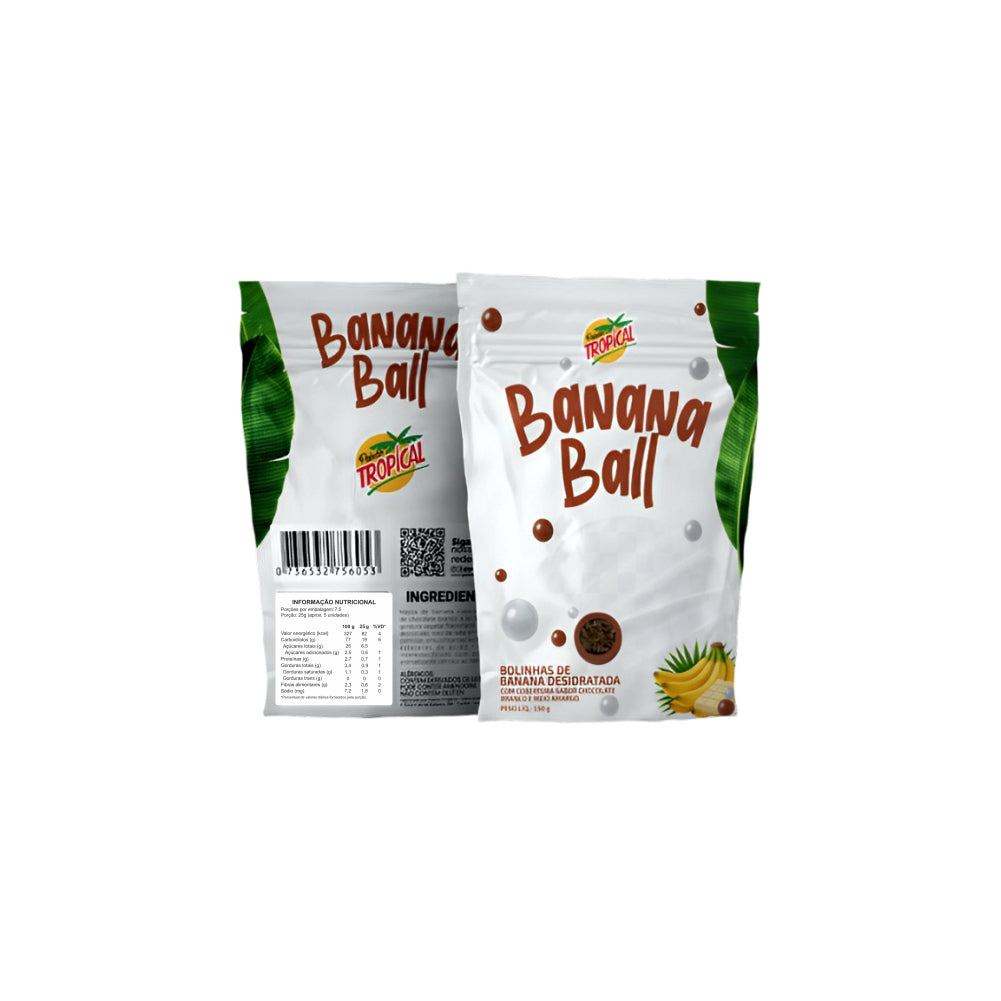 Banana Ball Duo coberta com Chocolate Branco e Meio Amargo 150G