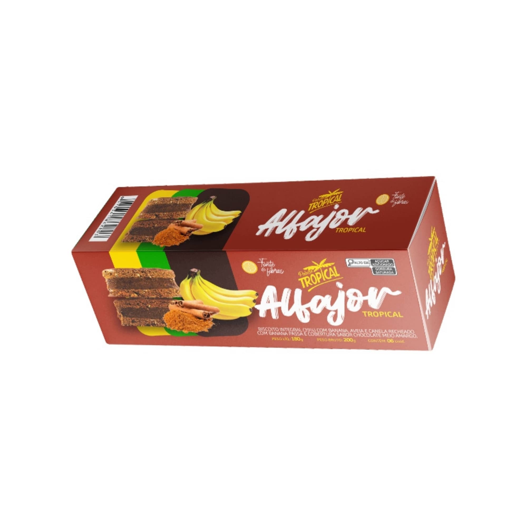 Alfajor de Banana Desidratada Aveia e Canela - Caixa com 6un de 30g